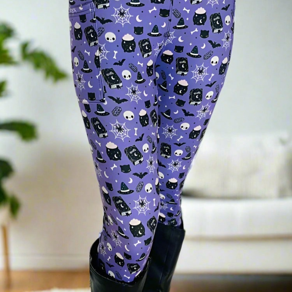 NEW Halloween Witch Leggings Signature Soft Yoga Pants w/Pockets Size TC